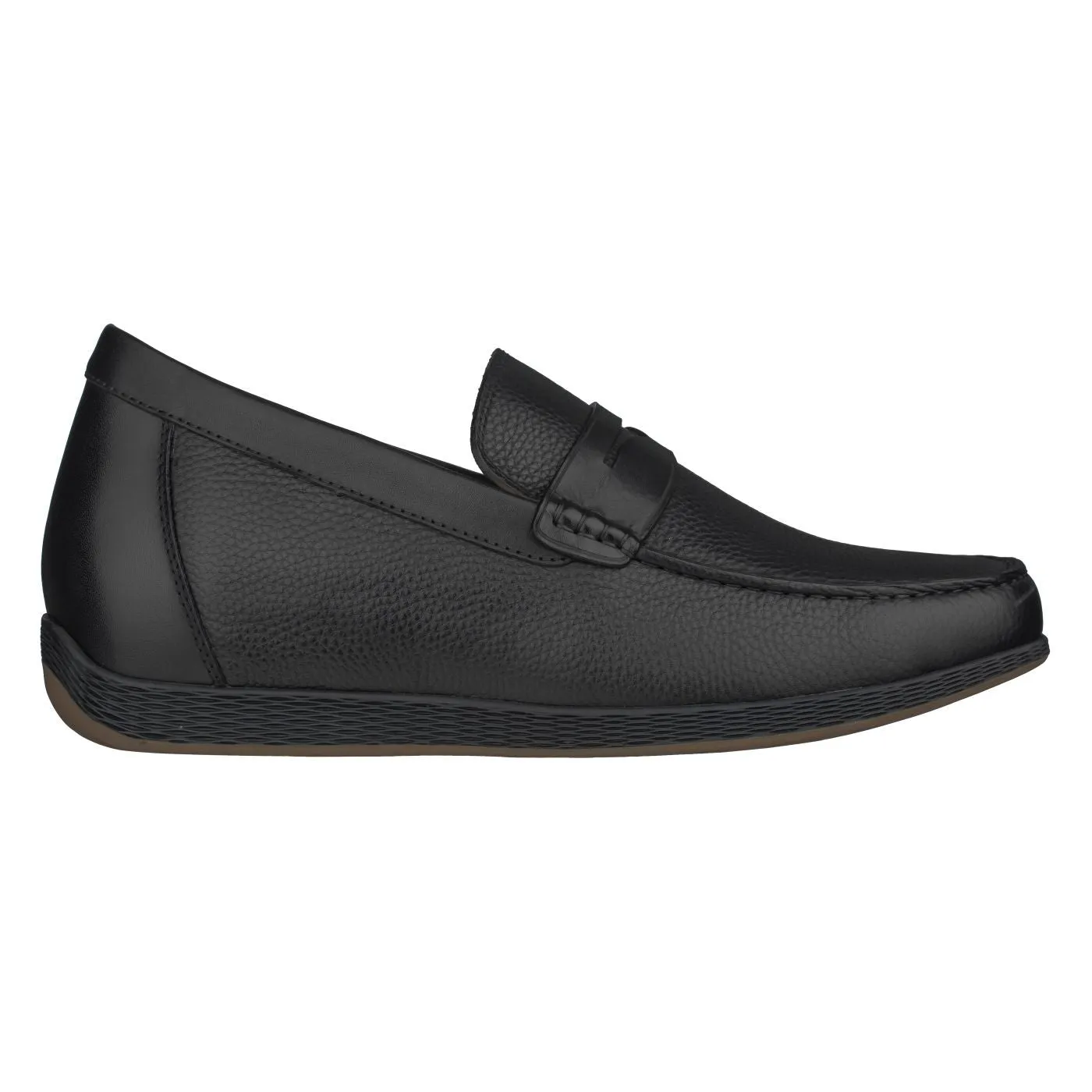 CALTO Black Penny Loafer Elevator Shoes - 2.4 Inches - S1090