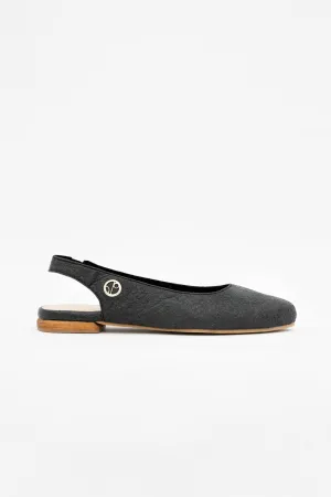 Cannes - Sling Back Flat Shoes - Charcoal