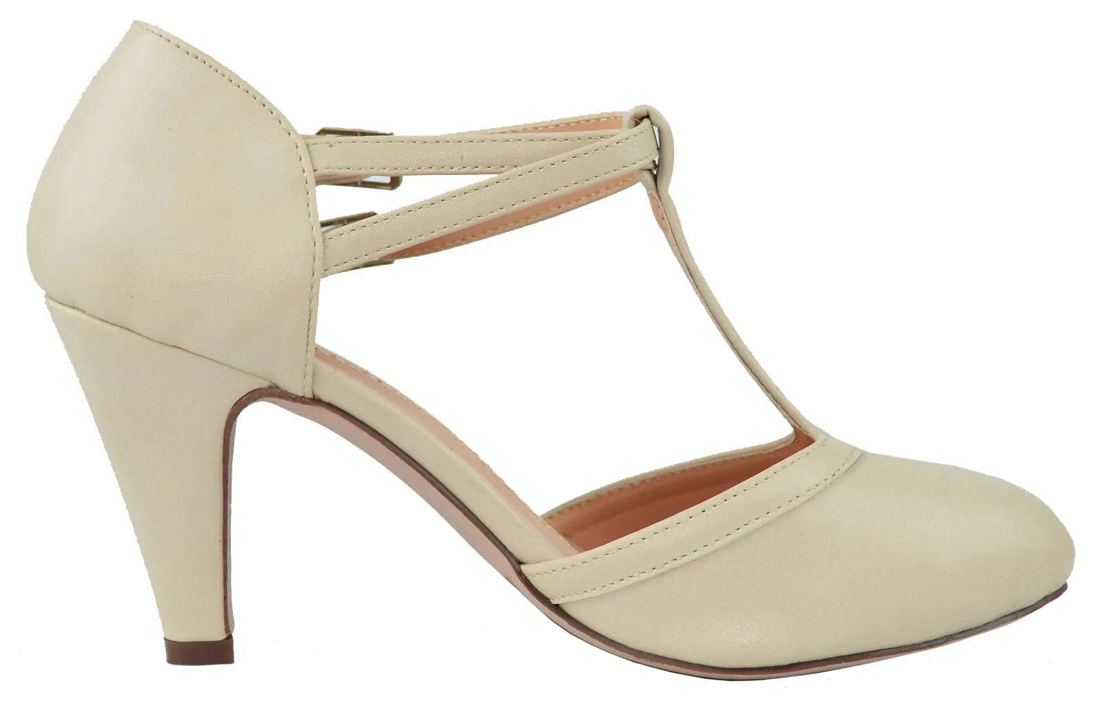 Chase & Chloe Women's Mary Jane T-Strap Round Toe Pump