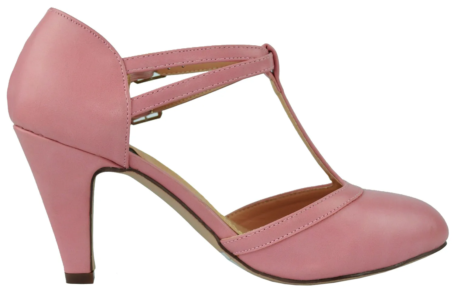 Chase & Chloe Women's Mary Jane T-Strap Round Toe Pump