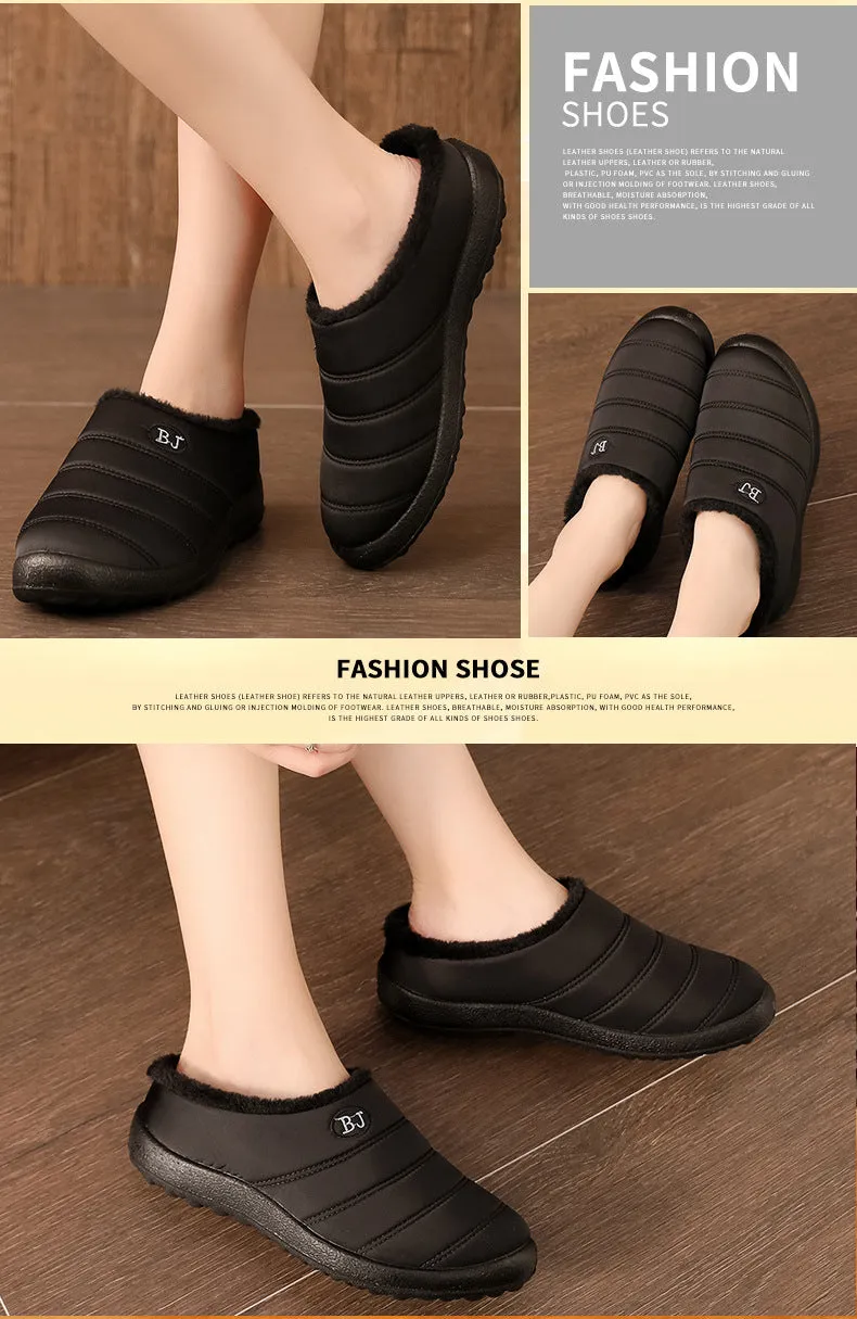 Comfortable memory foam winter slippers for women, plush, fleece lined slippers, non slip rubber sole, indoor outdoor slippers