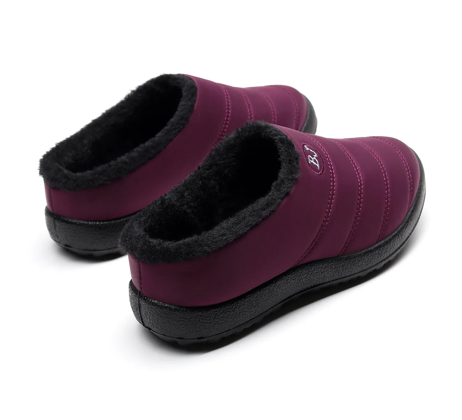 Comfortable memory foam winter slippers for women, plush, fleece lined slippers, non slip rubber sole, indoor outdoor slippers