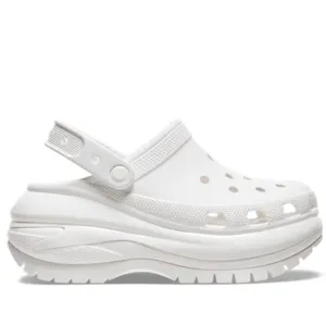 CROCS MEGA CRUSH WHITE PATENT CLOGS