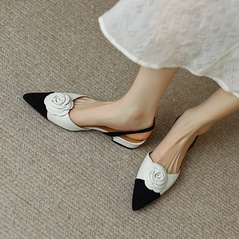 Deja Cap Toe Floral Handmade Slingback Flats