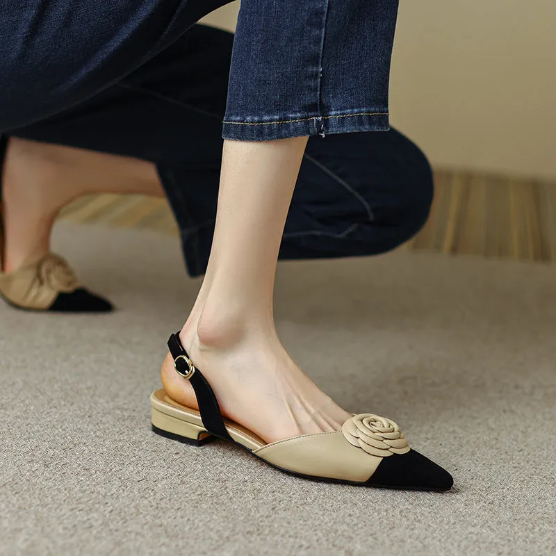 Deja Cap Toe Floral Handmade Slingback Flats