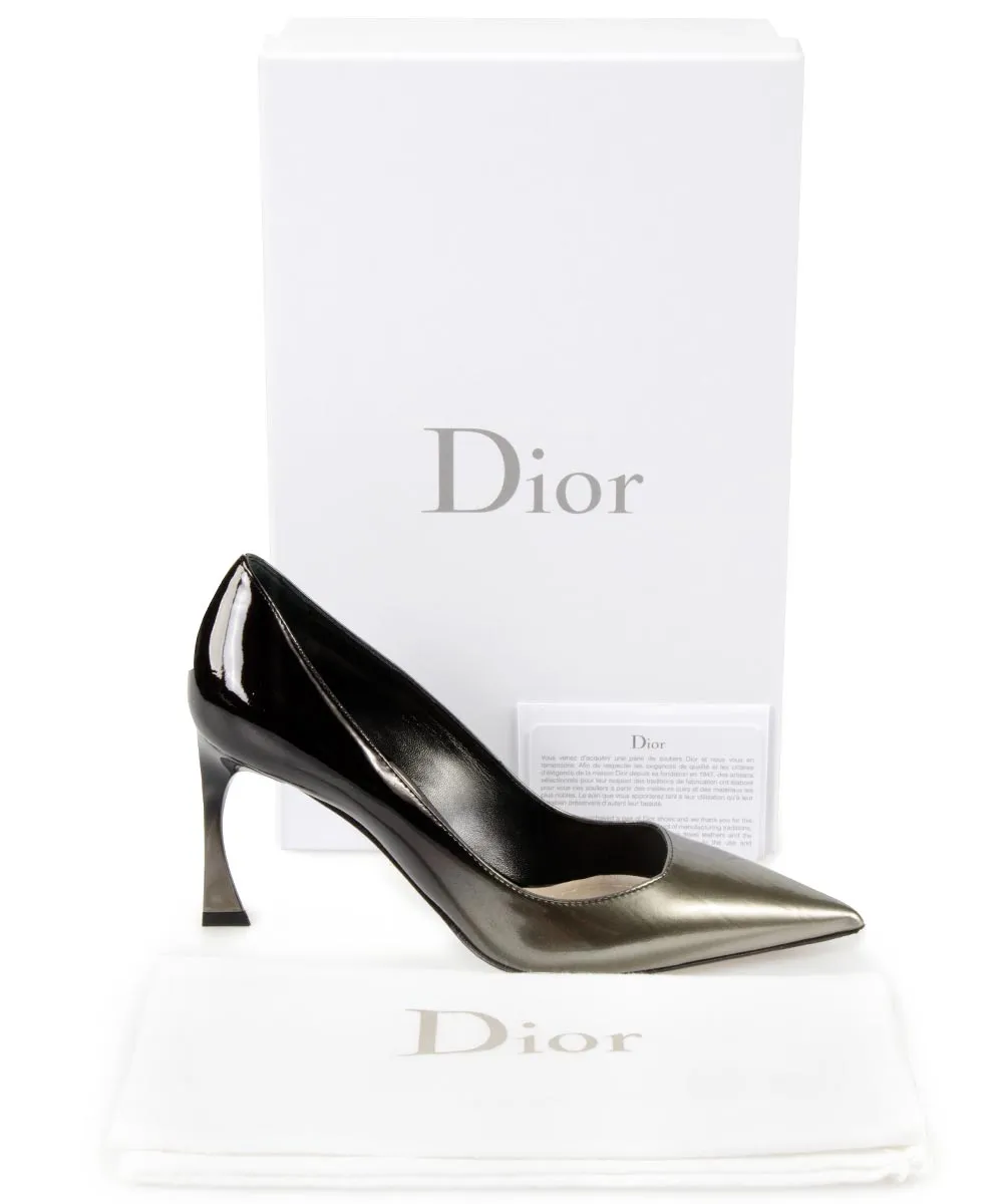 Dior Graded Patent Calfskin Pump | 8cm Heel | Grey and Black