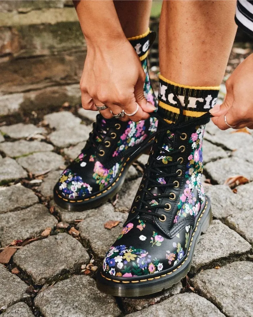 Dr Martens 1460 Pascal Vintage Floral Print Backhand Leather Boots