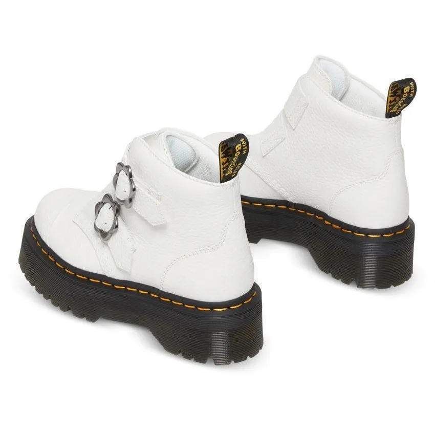 Dr Martens Devon Flower 2 Strap Boot - White Milled Nappa