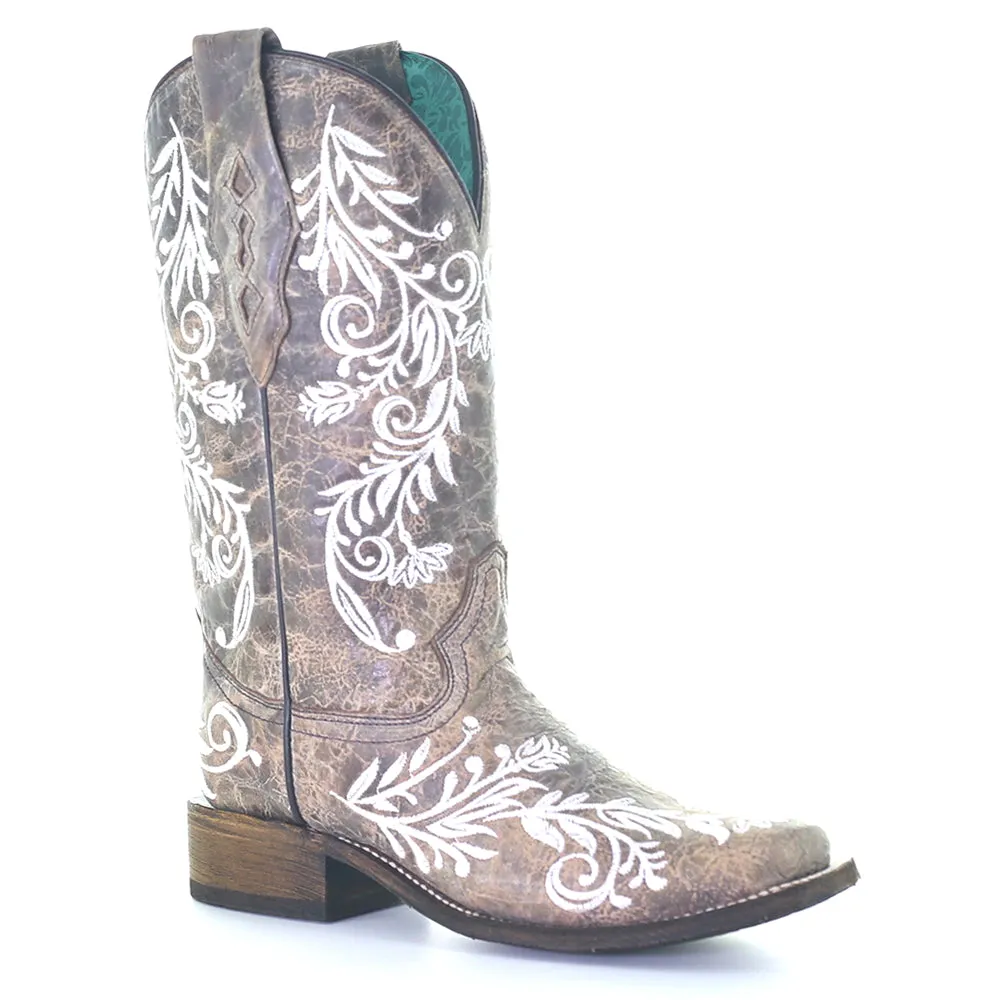 Embroidered Glow Square Toe Cowboy Boots