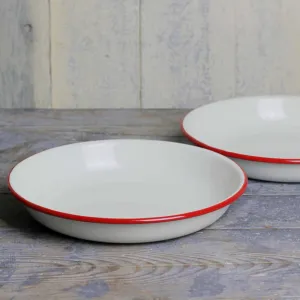 Enamel Pasta Bowl - Cream & Red