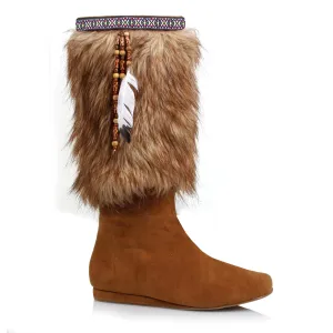 Faux suede Boot with faux fur cuff