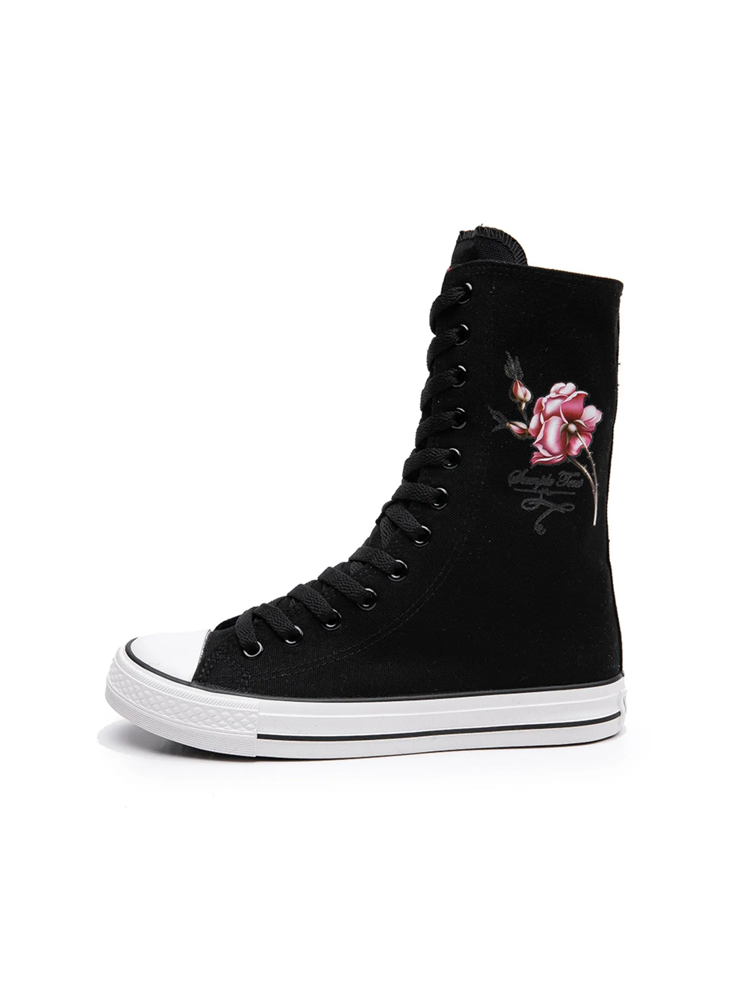 Flat Printed High Top Canvas Wedding Boots Daily Shoes