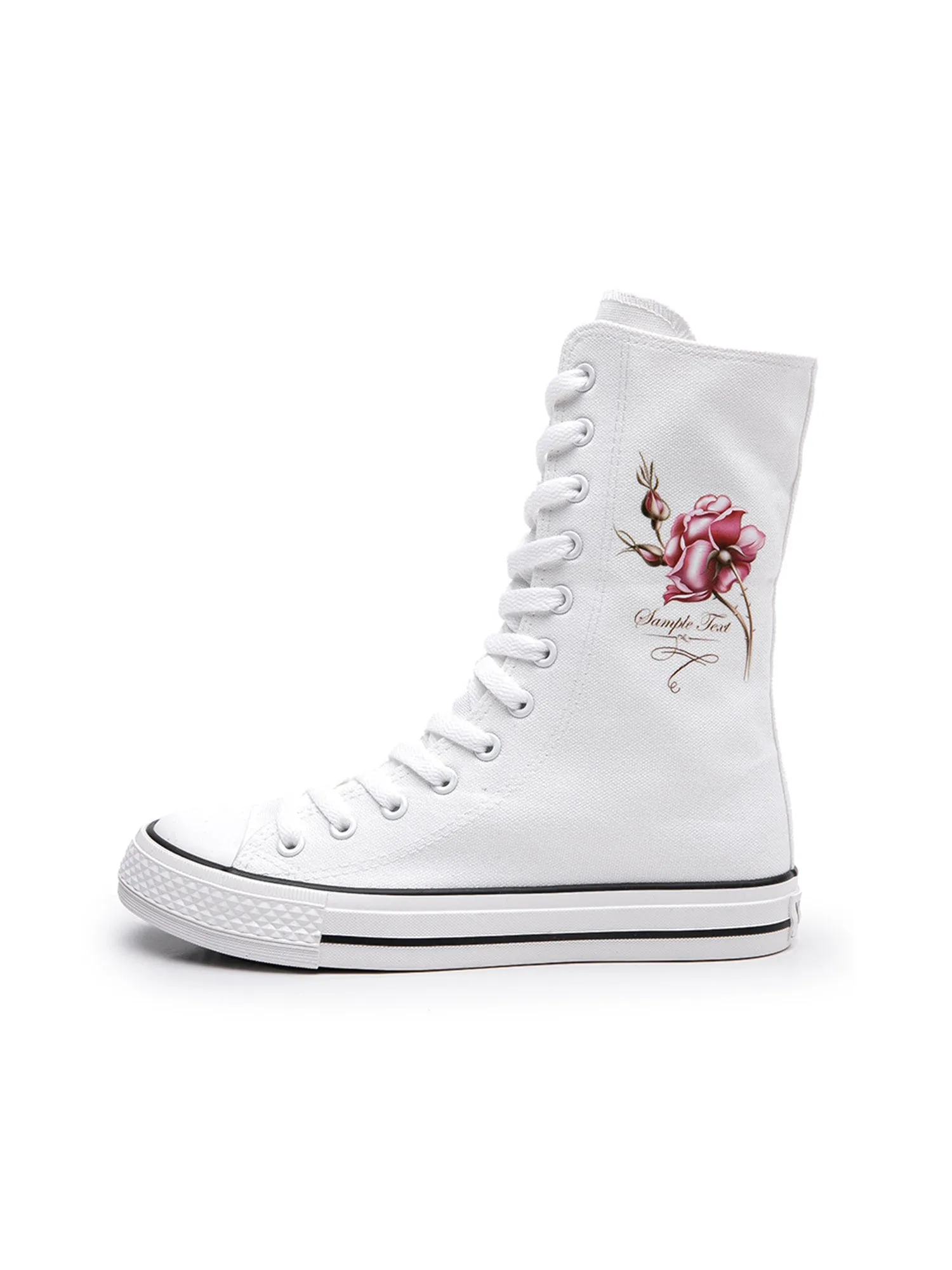 Flat Printed High Top Canvas Wedding Boots Daily Shoes