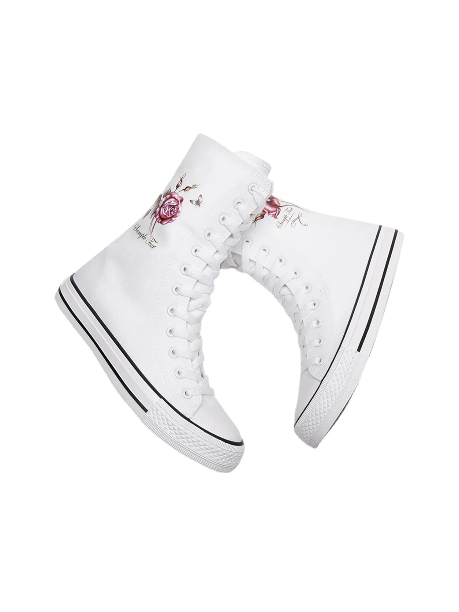 Flat Printed High Top Canvas Wedding Boots Daily Shoes