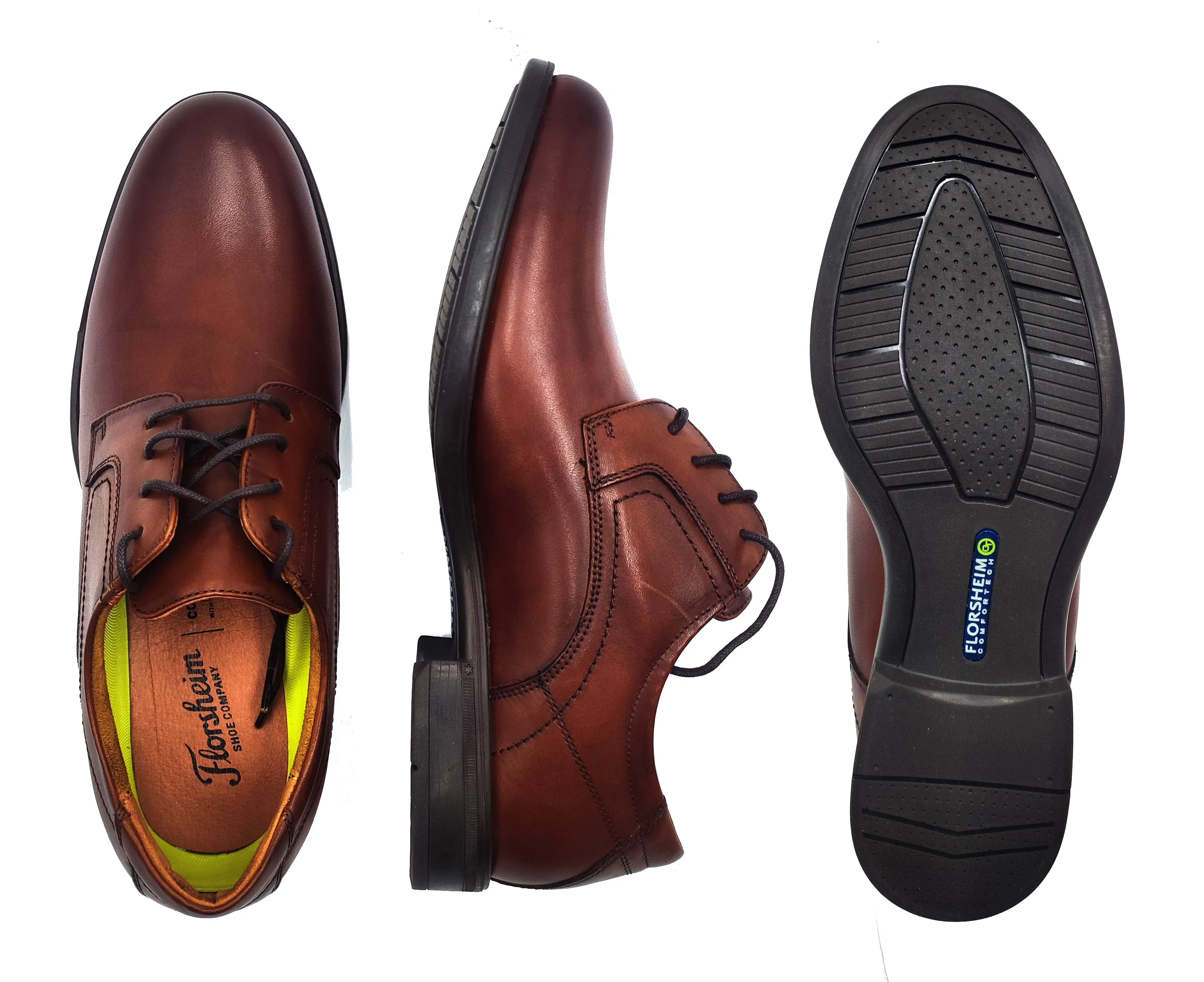 FLORSHEIM,PLAIN TOE-LACE UP-SHOES-MIDTWNPOX12135-COGNAC