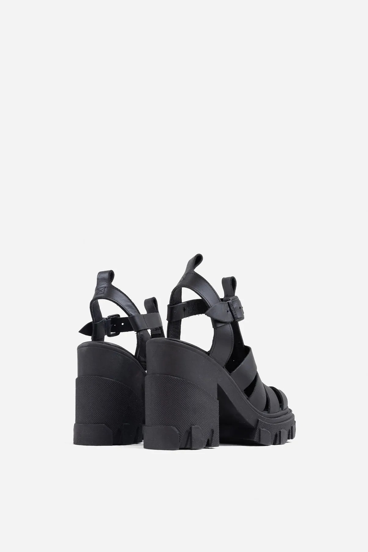 Furrow Black Chunky Sandals