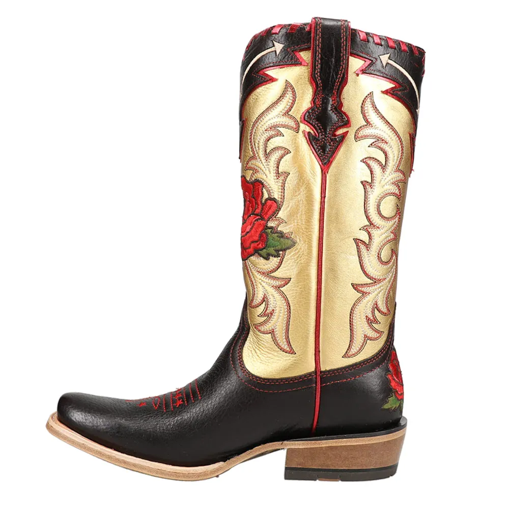 Futurity Rodeo Quincy Embroidery Metallic Floral Square Toe Cowboy Boots