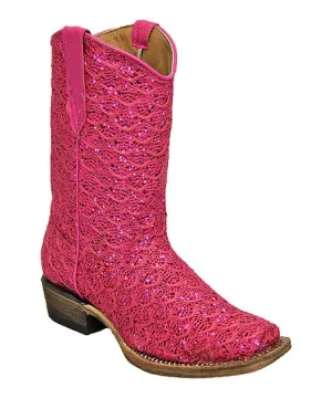 Girl's Fuchsia Shimmer Boots