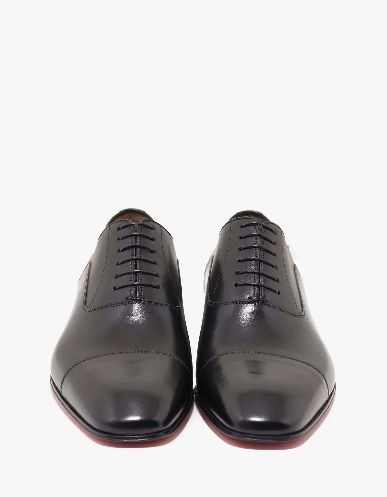 Greggo Flat Black Leather Oxford Shoes