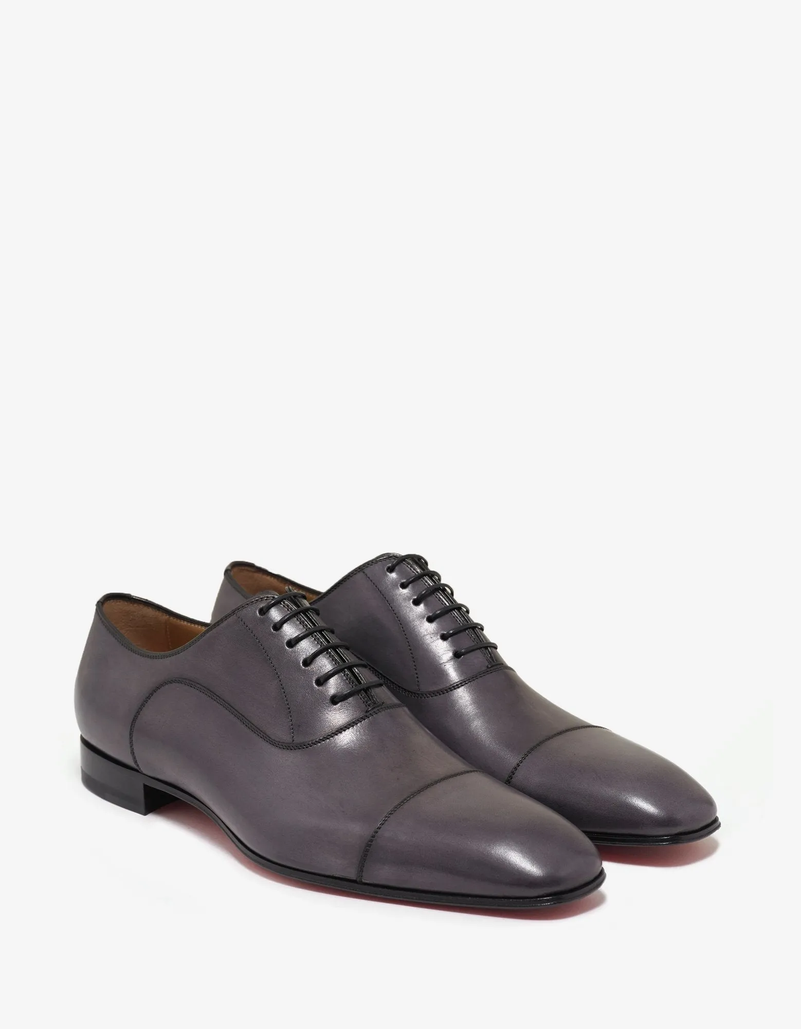 Greggo Flat Storm Grey Leather Oxford Shoes