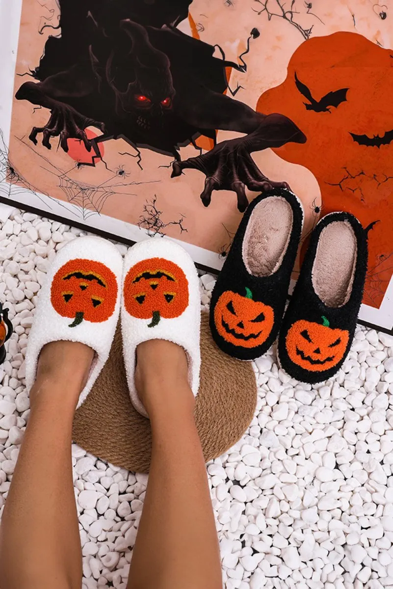 Halloween Pumpkin Black Slippers