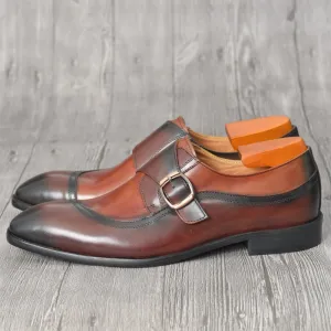 Hand Painted Brown Leather Shoes