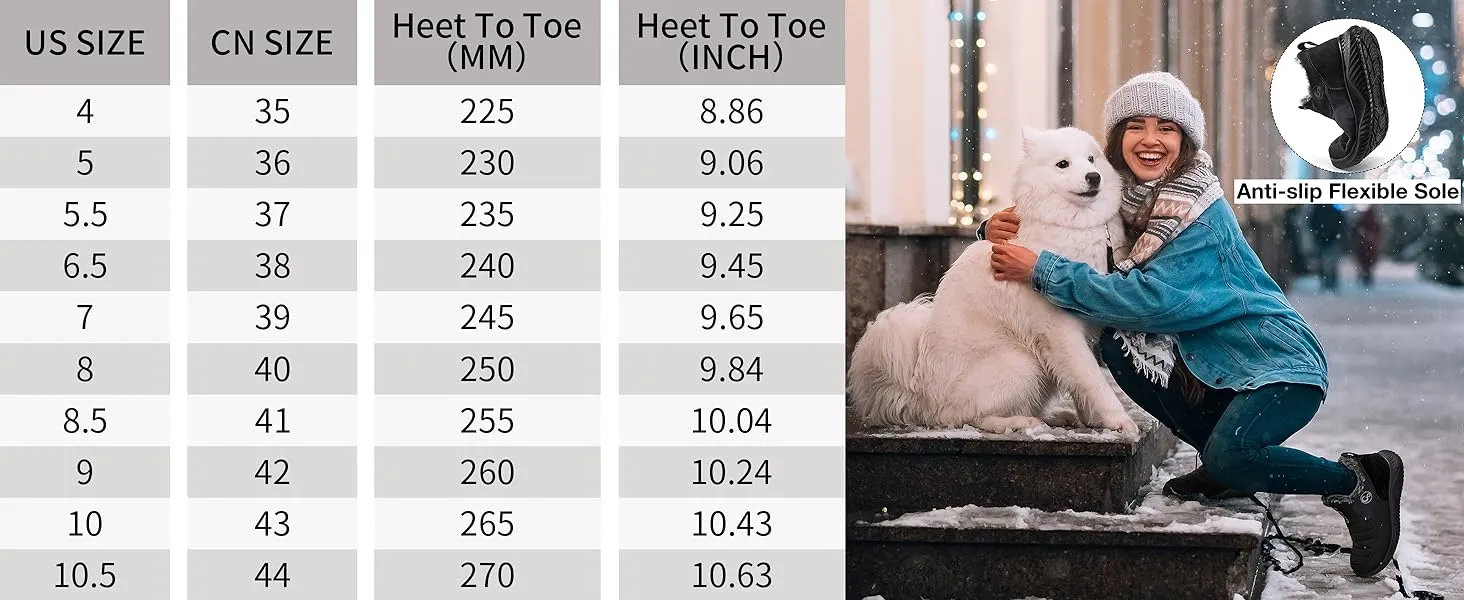 HARENC Womens Snow Boots Winter Shoes with Warm Fur Lined Comfortable Slip on Ankle Booties Resistant Anti Slip Outdoor Boots