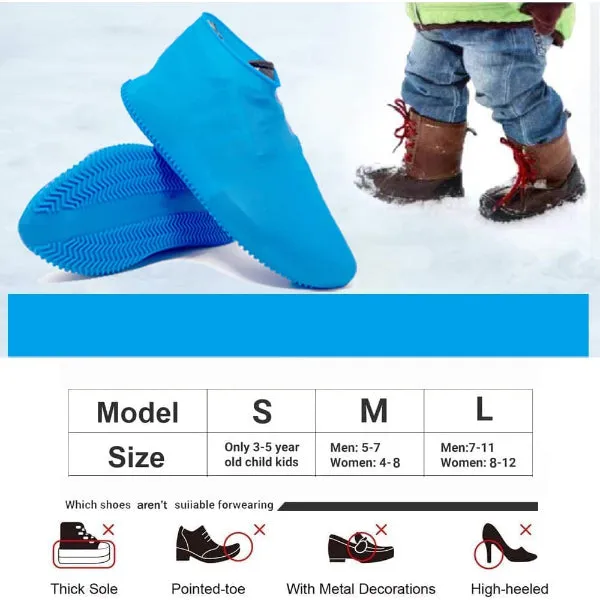 HASHONE Reusable Silicone Waterproof Shoes Cover for Men Rain Shoe Cover Waterproof Rain Shoes for Kids Rain Cover for Shoes (Large-for Younger)