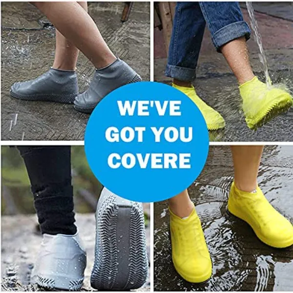 HASHONE Reusable Silicone Waterproof Shoes Cover for Men Rain Shoe Cover Waterproof Rain Shoes for Kids Rain Cover for Shoes (Large-for Younger)