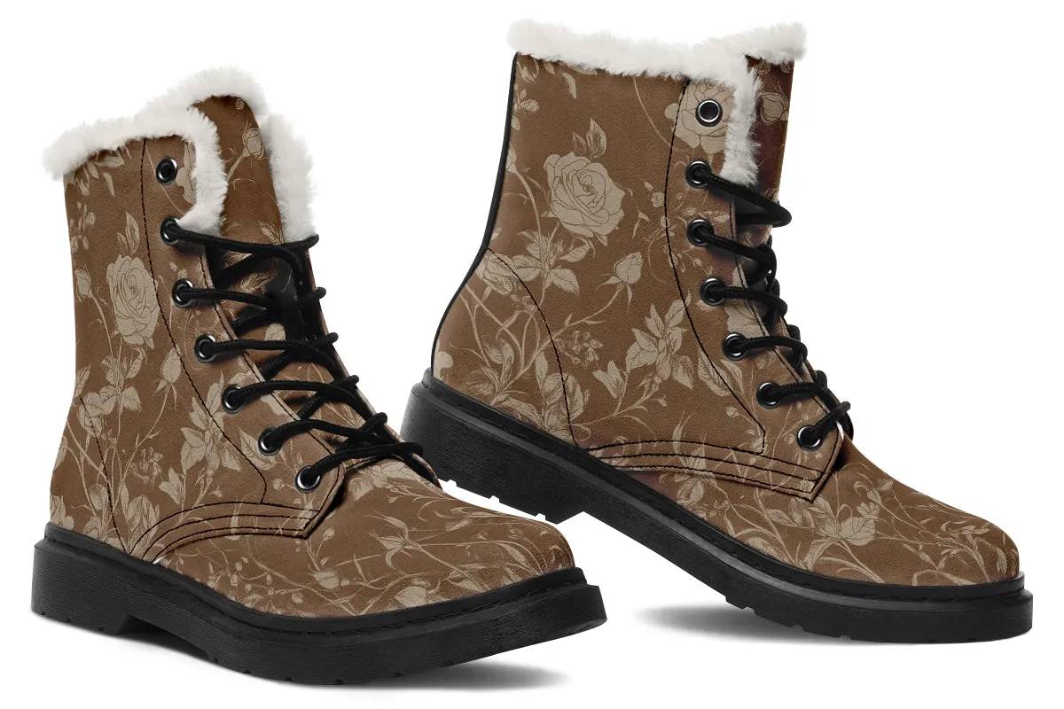 Hazel Rose Romance Winter Boots - Warm Micro-Suede Doc-Style Boots Lined with Vegan Wool