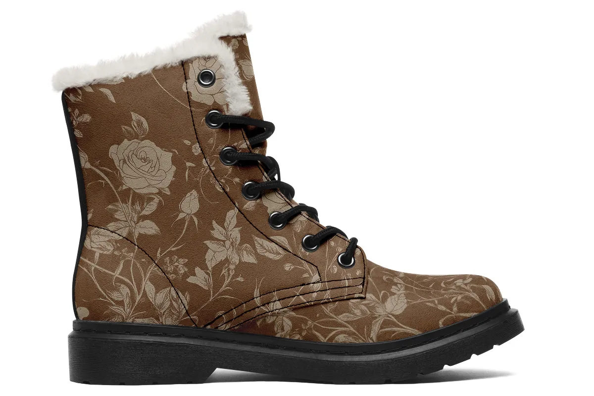 Hazel Rose Romance Winter Boots - Warm Micro-Suede Doc-Style Boots Lined with Vegan Wool