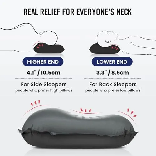 Hikenture Self Inflating Camping Pillow, Foam Travel Pillows for Sleeping, Ergonomic 3D Support Inflatable Pillow, Compressible Blow Up Camp Pillow, Portable Backpacking Pillow, Grey