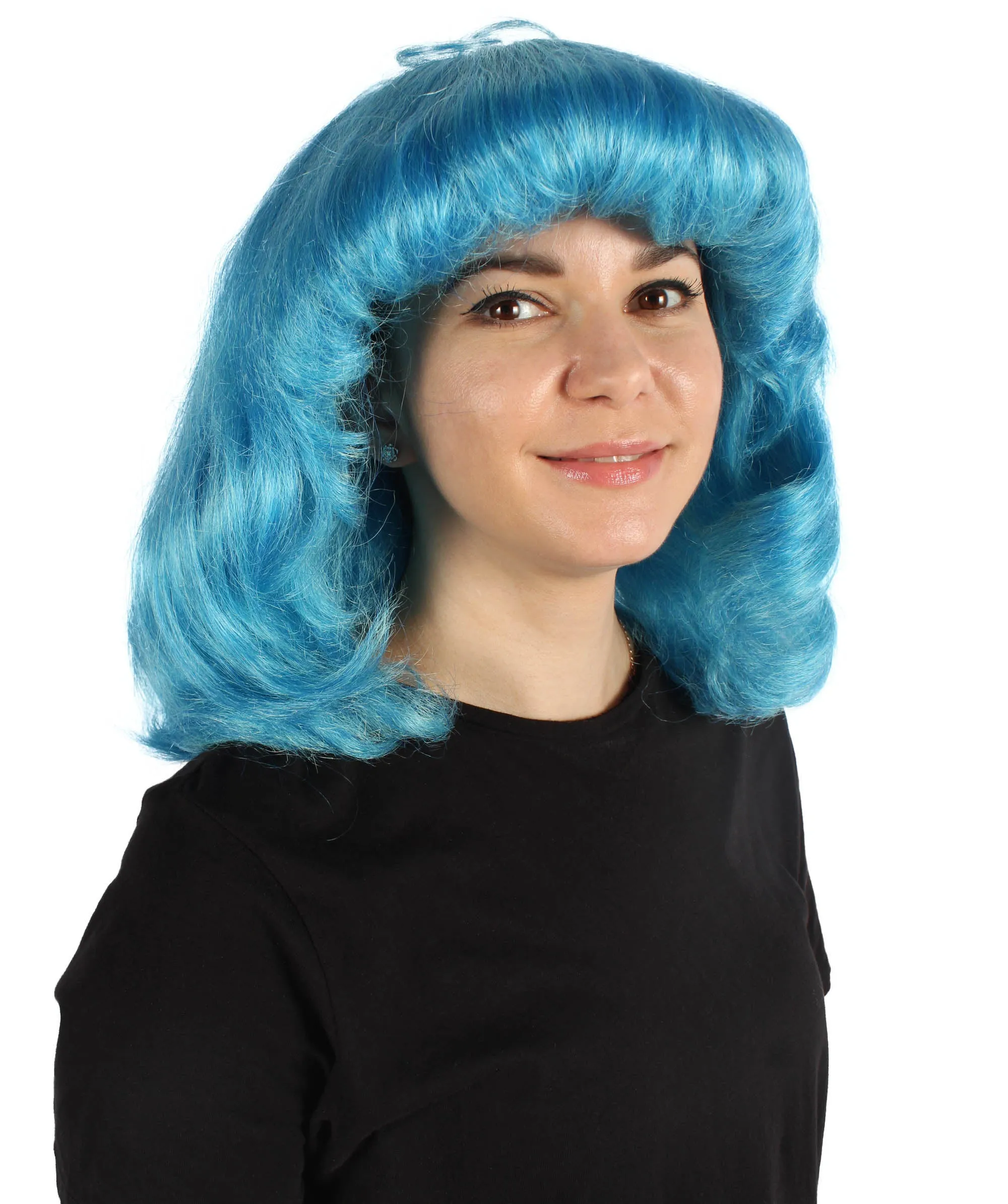 HPO Adult Women's Punk Blue Cosplay Wig, Perfect for Halloween and Cosplay, Flame-retardant Synthetic Fiber