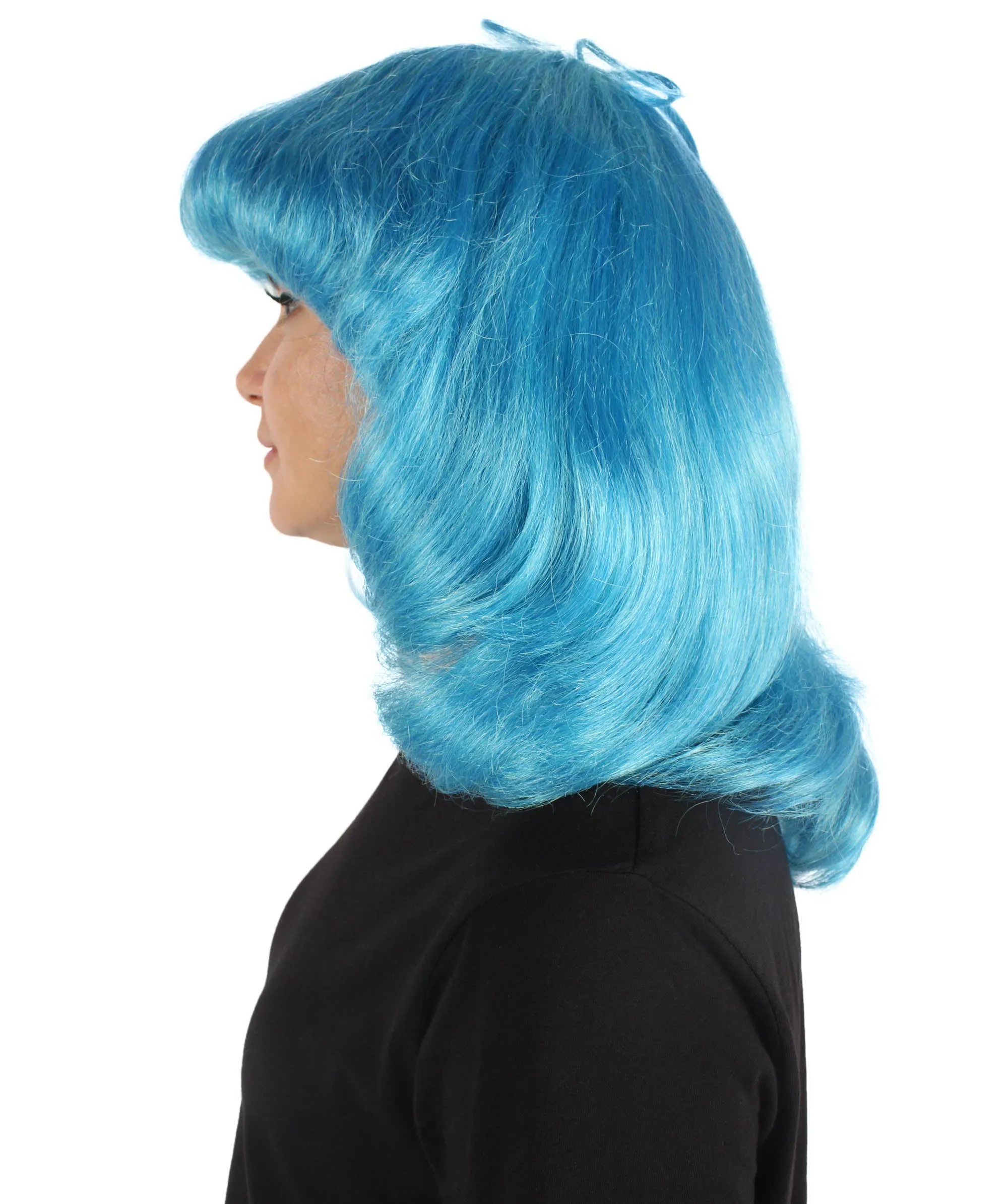 HPO Adult Women's Punk Blue Cosplay Wig, Perfect for Halloween and Cosplay, Flame-retardant Synthetic Fiber