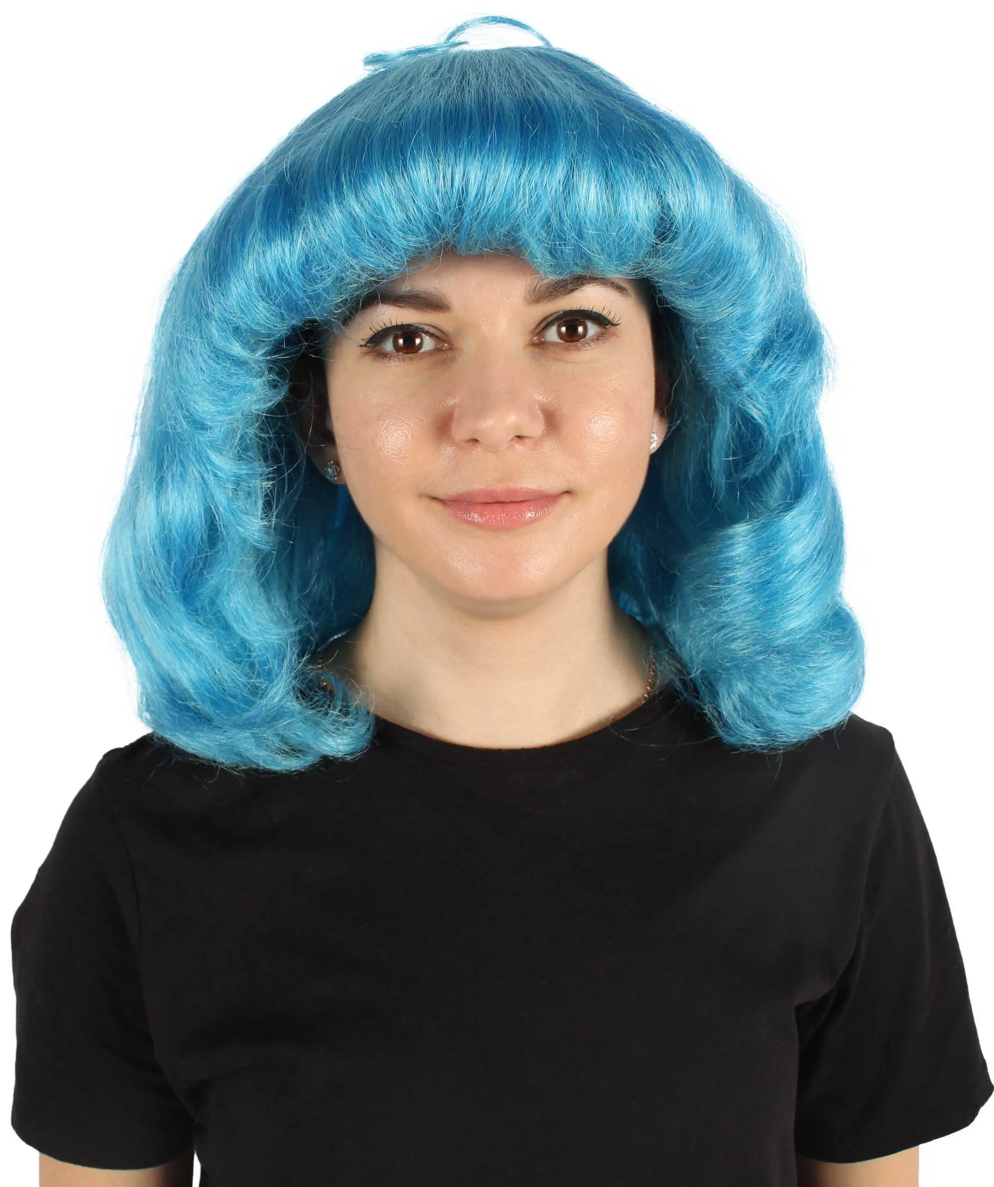 HPO Adult Women's Punk Blue Cosplay Wig, Perfect for Halloween and Cosplay, Flame-retardant Synthetic Fiber