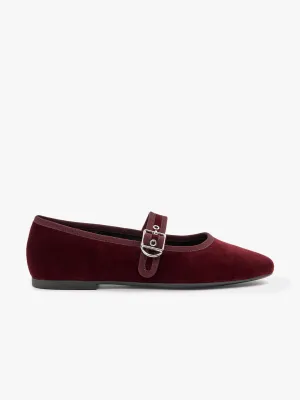 Jolin Velvet Ballet Flat - Cherry