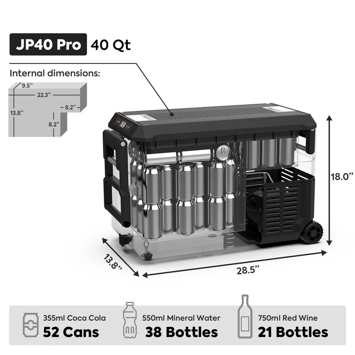 JP40 Pro Wheeled Portable Freezer Camping Fridge | ICECO | 40 LT