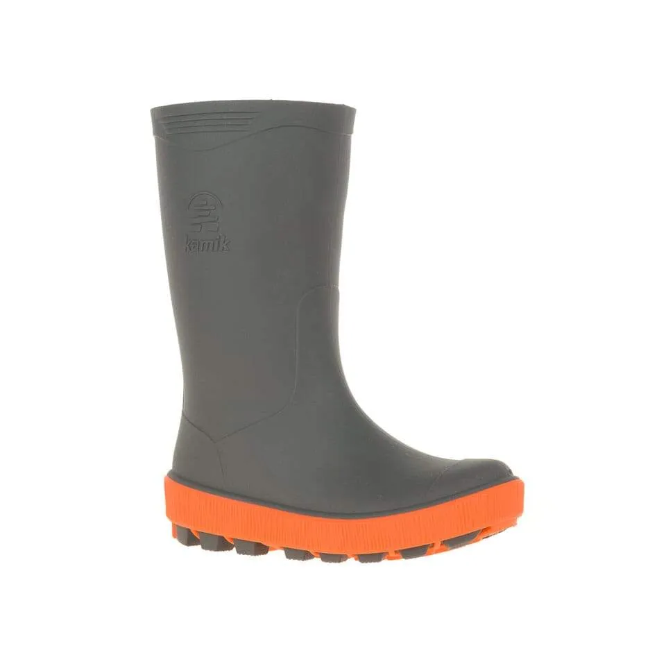 Kamik Charcoal/Orange Riptide Youth Rain Boot