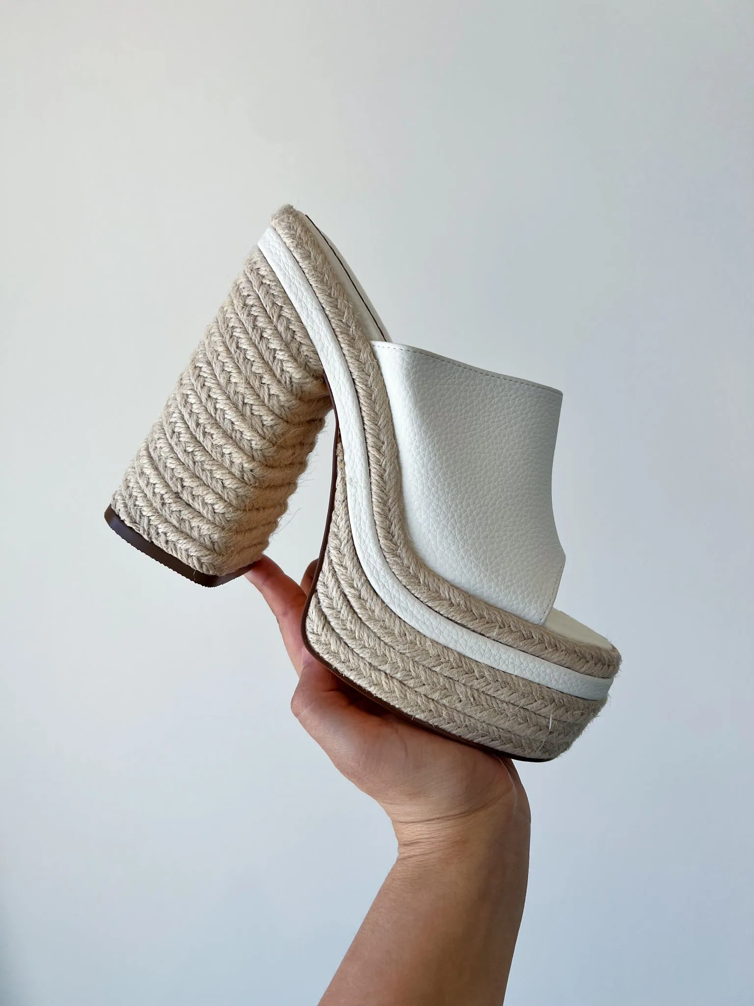 Kate Woven Platform Heels- White