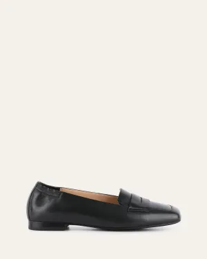 KENNEDY CASUAL FLATS BLACK LEATHER