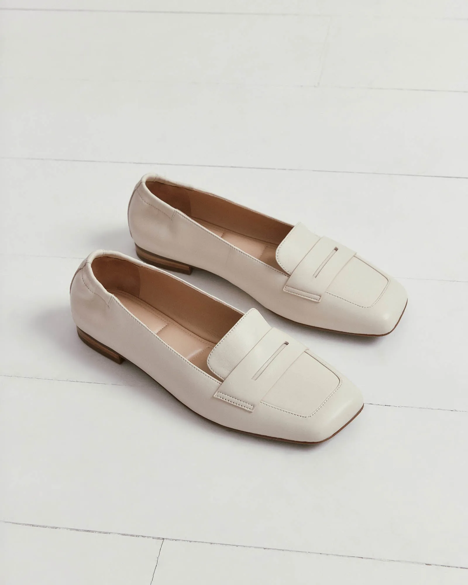 KENNEDY CASUAL FLATS OFF WHITE LEATHER