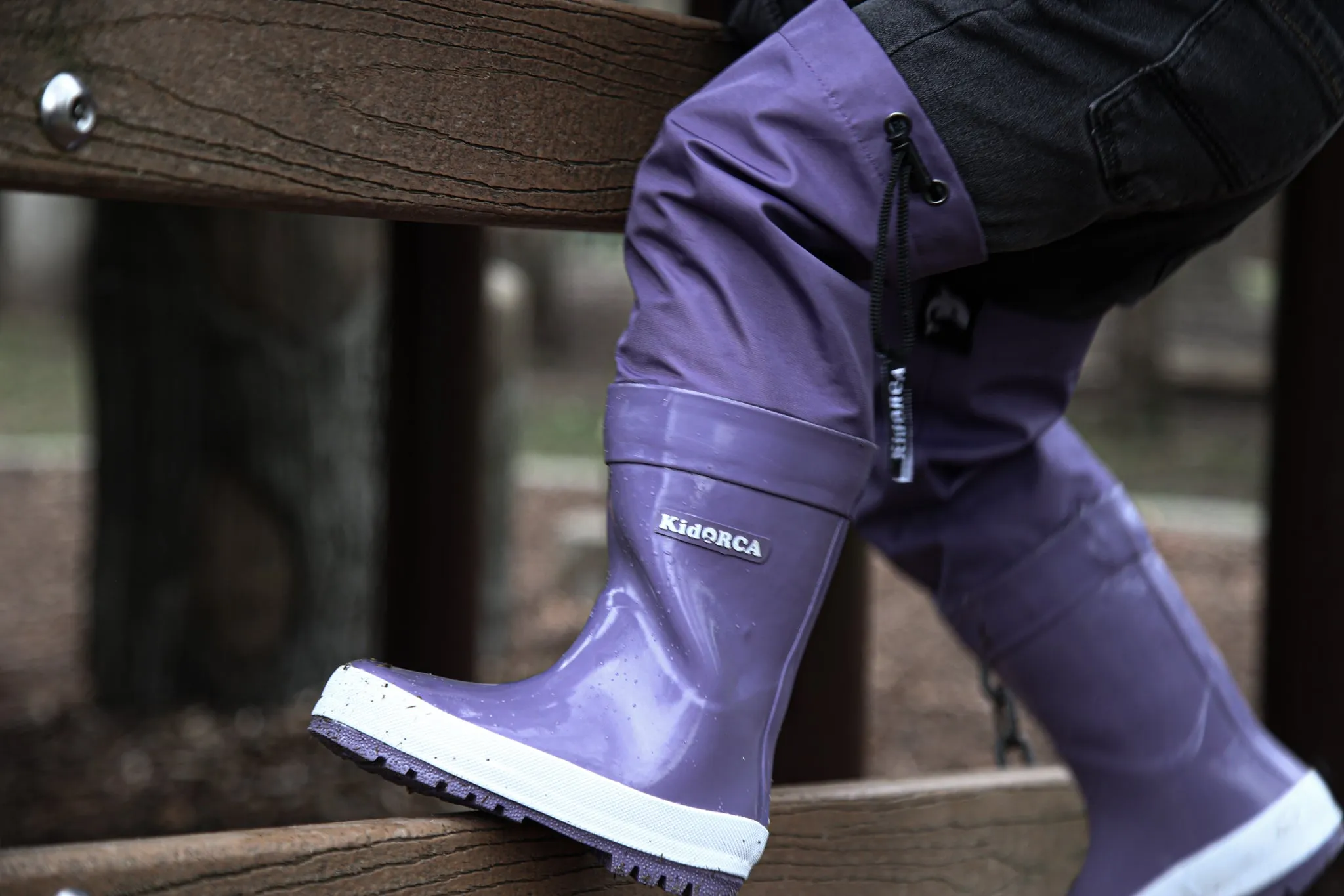 KidORCA Kids Rain Boots with Above Knee Waders _ Grape