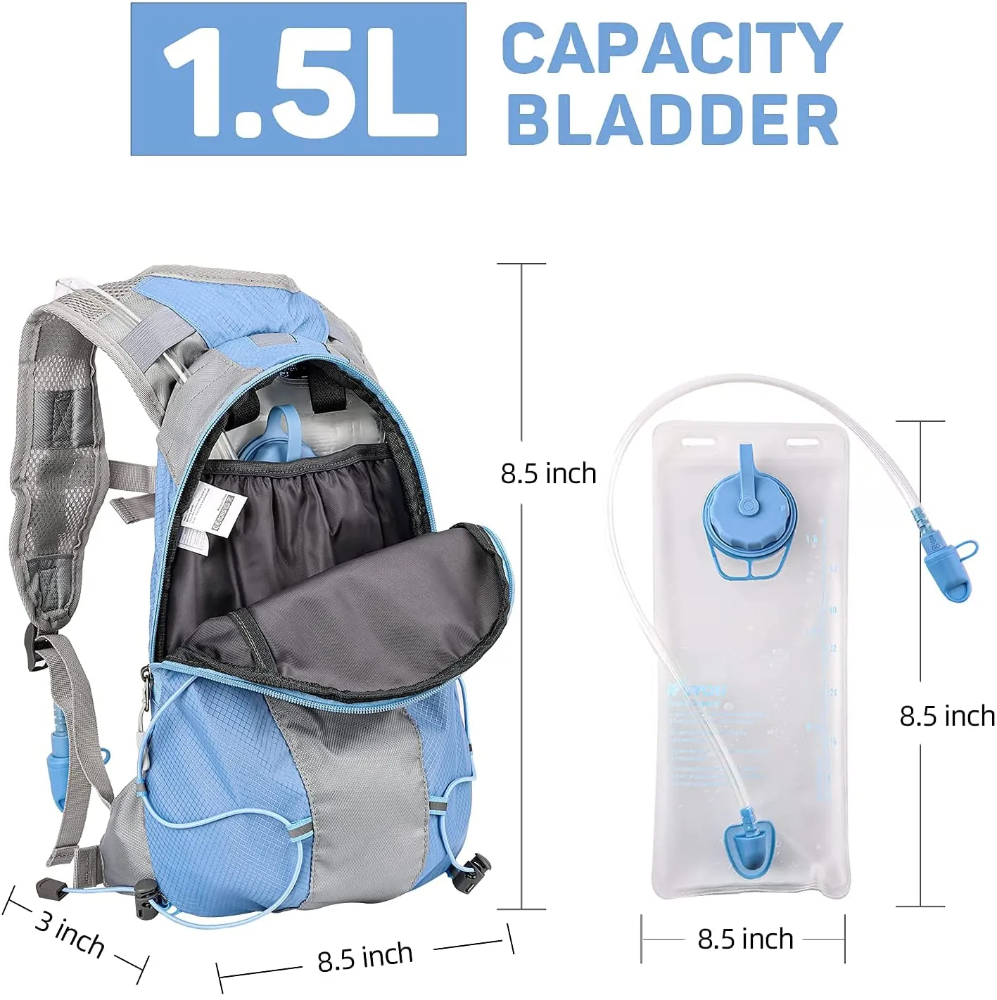 KUYOU Hydration Pack with 1.5L Hydration Bladder