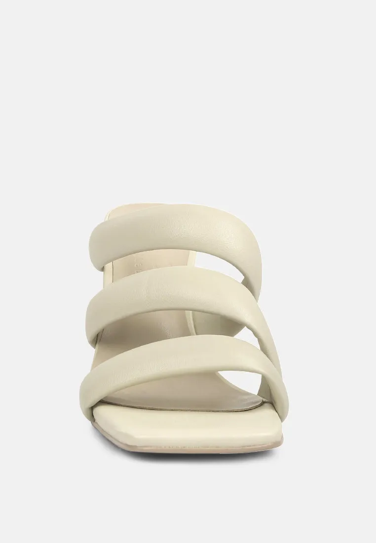 KYWE Off White Textured Heel Chunky Strap Sandals