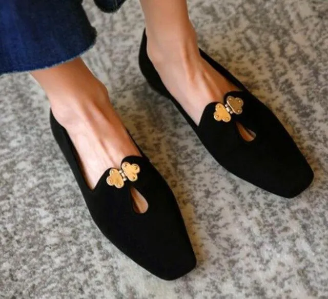 Ladies Flat Shoes Round Toe Solid Color Single Shoes Retro Elegant Shoes Casual Office Shoes Lazy Shoe Covers Wear Shoes Women