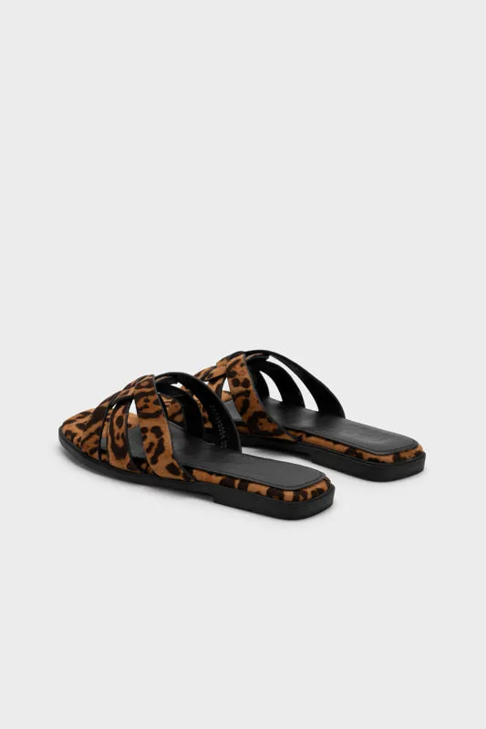 LEOPARD PRINT FLAT SLIDES