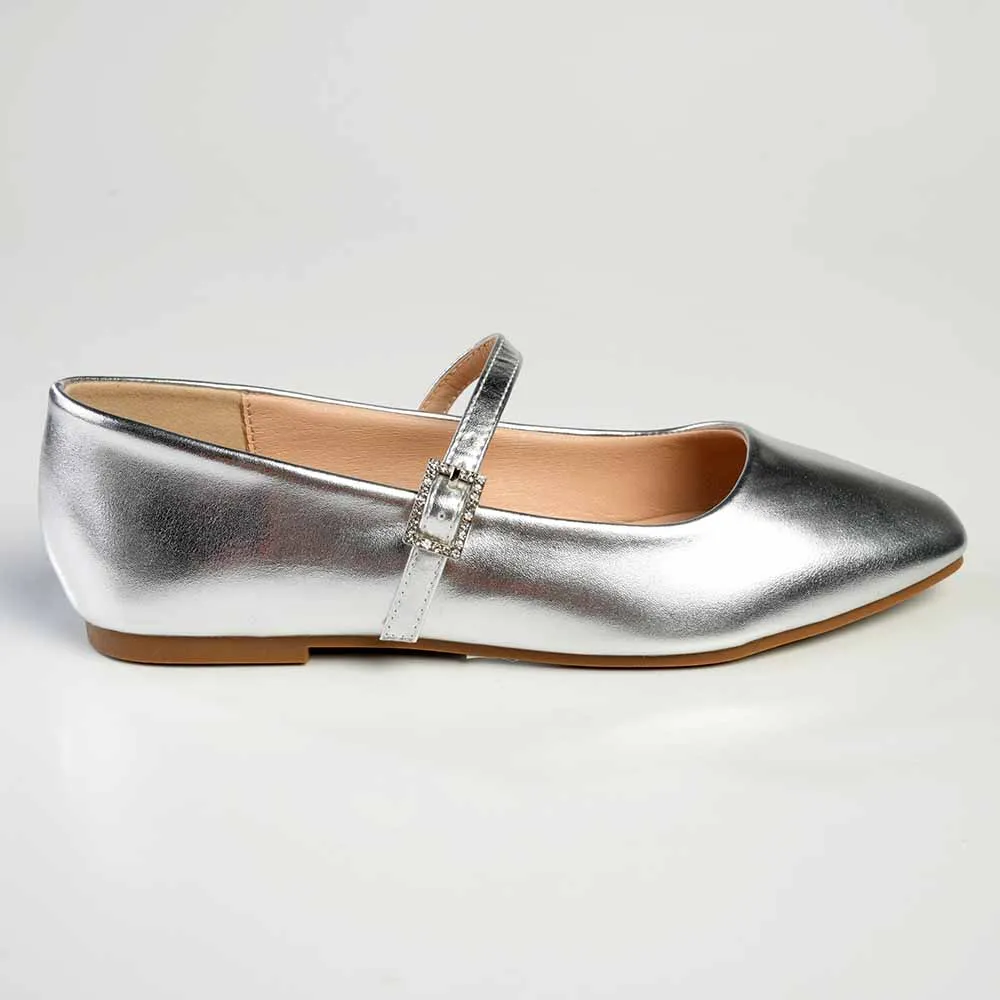 Madison Jackilee Pump With Buckle Strap - Silver