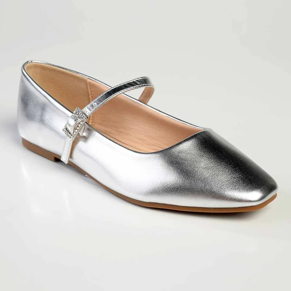 Madison Jackilee Pump With Buckle Strap - Silver