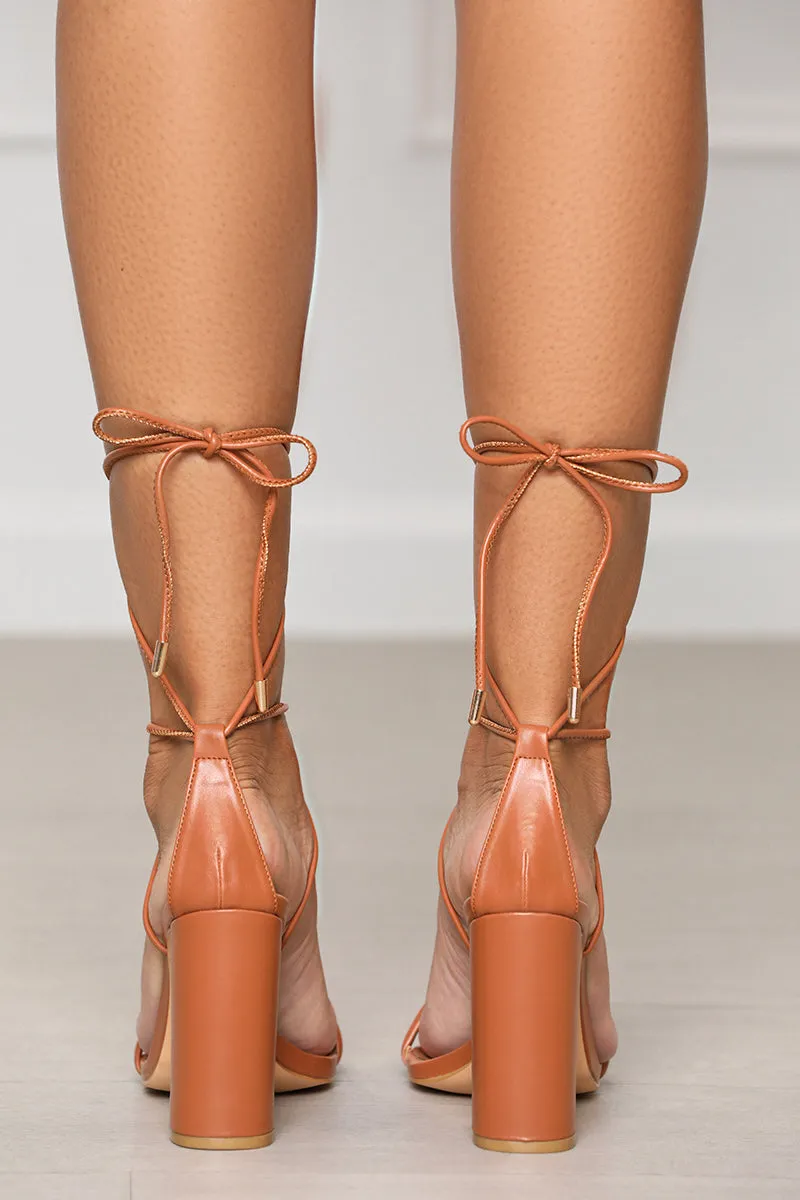 Malani Chunky Tie-Up Heels (Tan)- FINAL SALE