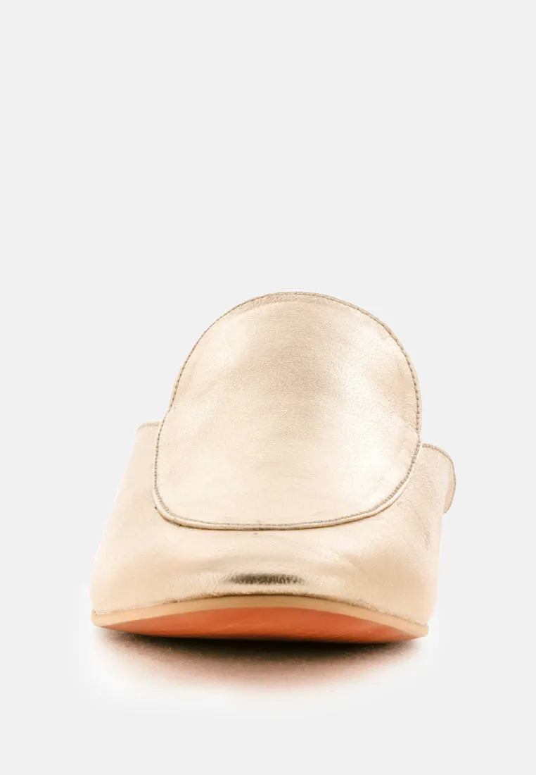 MARLA Gold Metallic Leather Mules